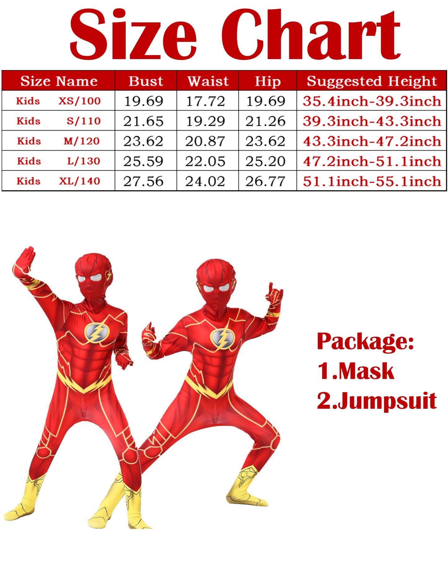 Liokoon Superhero Costume Kids Boys Red Superhero Cosplay Mask 3D Style Jumpsuit Bodysuit for Kids Toddler Boys Aged 3-12