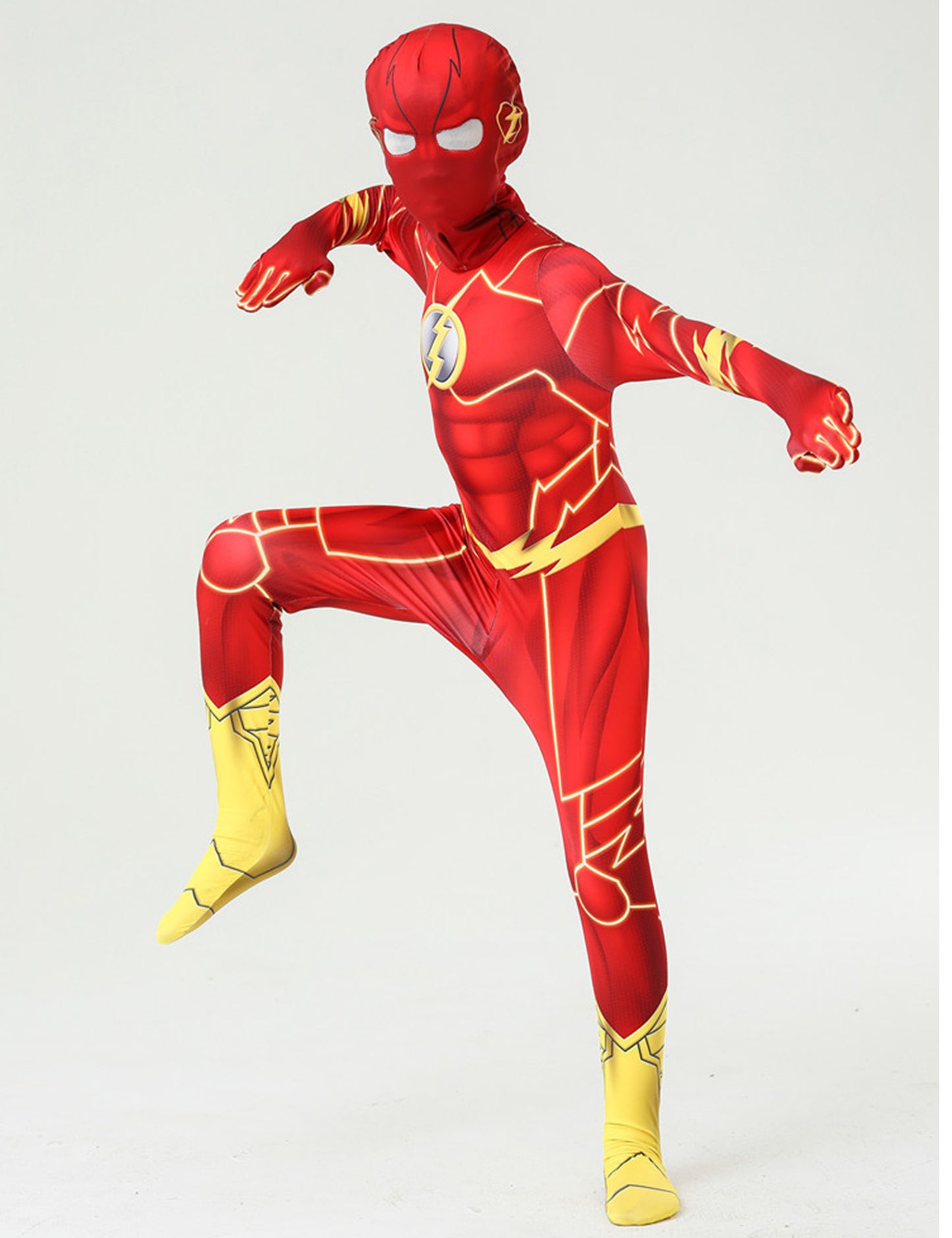 Liokoon Superhero Costume Kids Boys Red Superhero Cosplay Mask 3D Style Jumpsuit Bodysuit for Kids Toddler Boys Aged 3-12