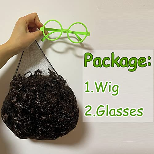 [Pack of 2]Mirabel Costume Glasses Green Curly Brown Wig Hair Cosplay Props for Adults Kids