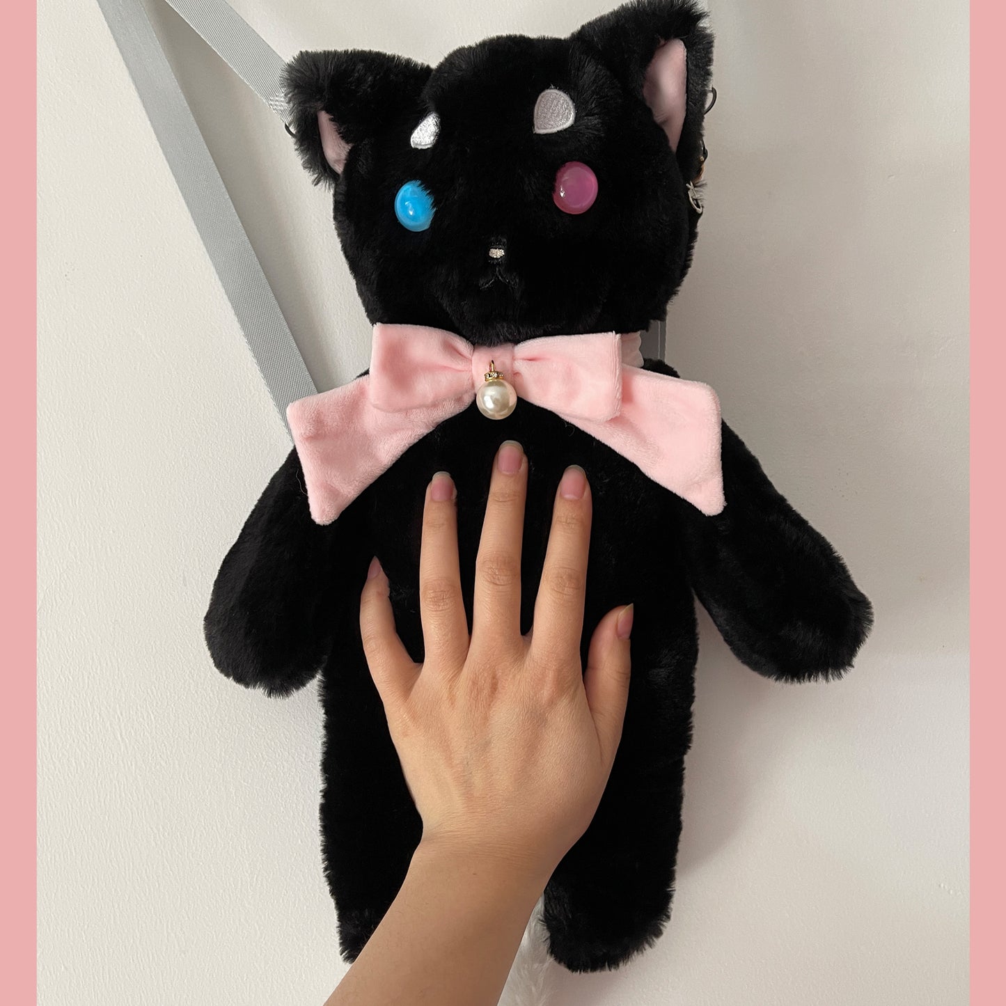 Black Cat Plush Stuffed Animal Backpack Cute Kawaii Stuff Backpack Accessories Kitty Plushie Decor Gift for Adults Kids Women Girls